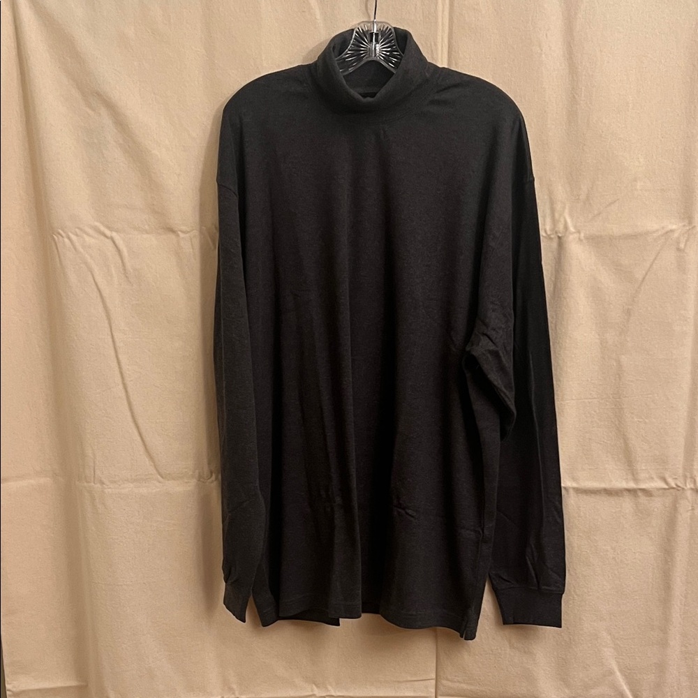 Brooks Brothers Long Sleeve Turtleneck in Charcoal, 100% Cotton, Size XXL